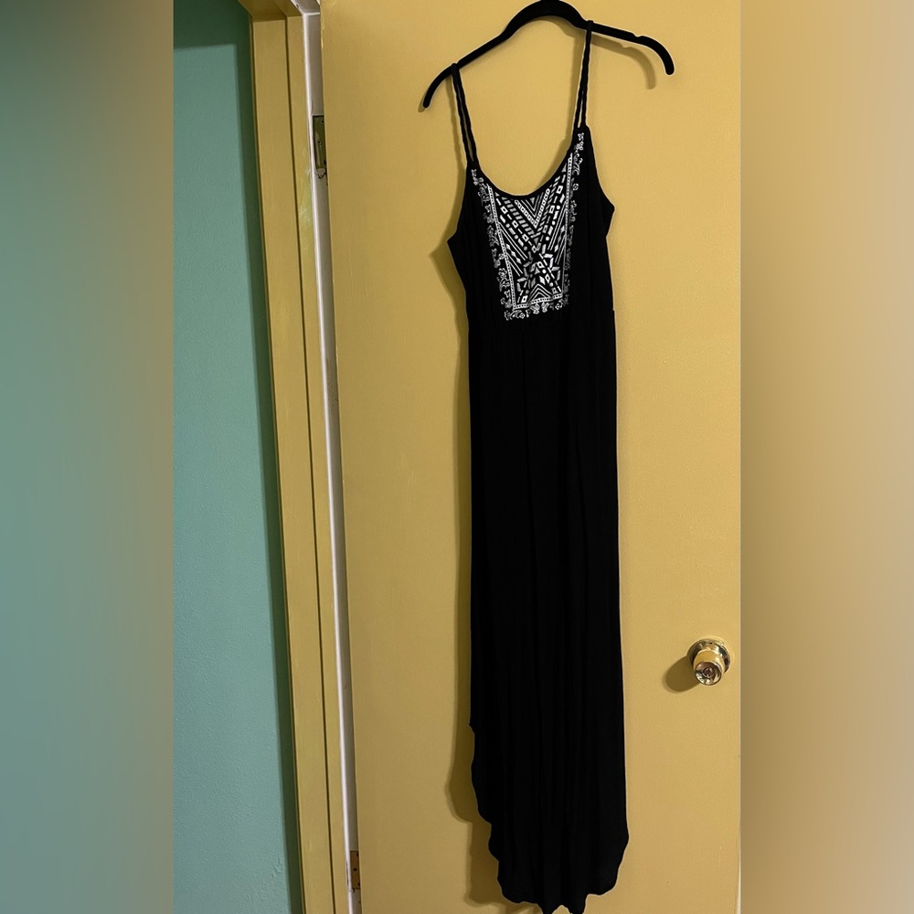 Mossimo Supply Co. Black Maxi Dress with White Embroidered Bodice